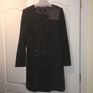 Badgley Mischka collarless sequined coat.